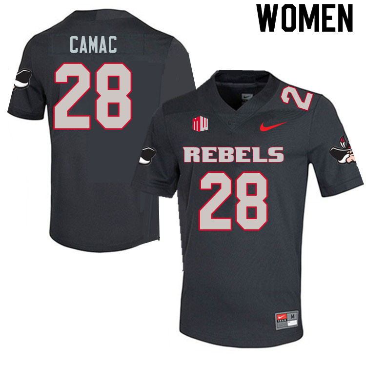 Women #28 Fisher Camac UNLV Rebels College Football Jerseys Sale-Charcoal - Click Image to Close